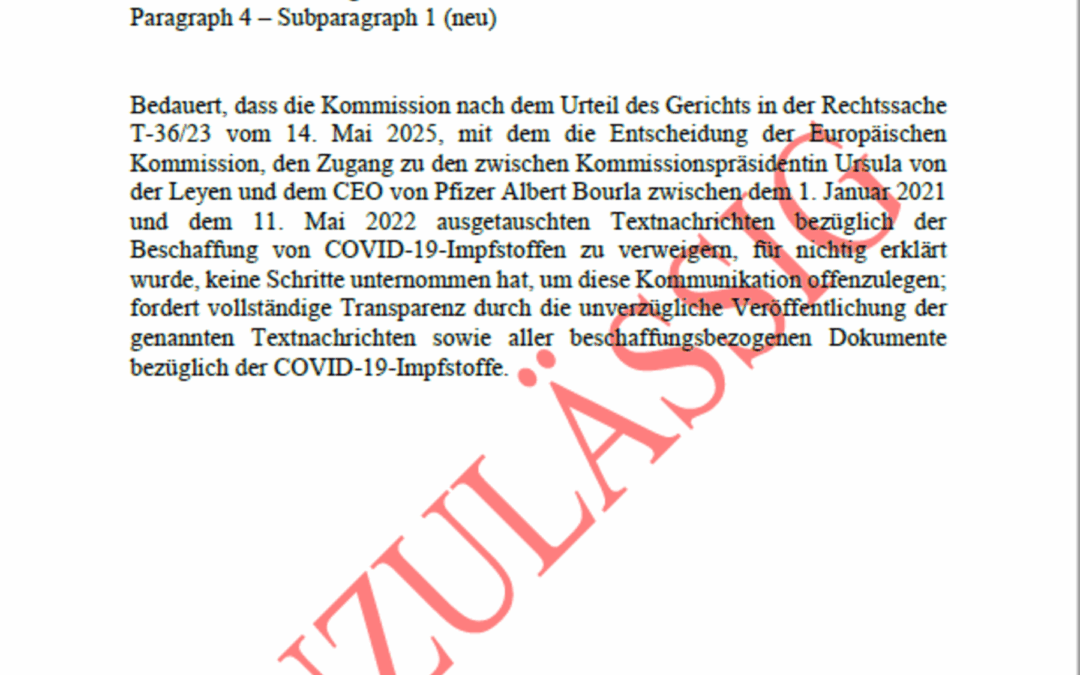 Transparenz bei Pfizergate & unabhängiges Expertenpanel zu Arzneimittel und ihren Nebenwirkungen